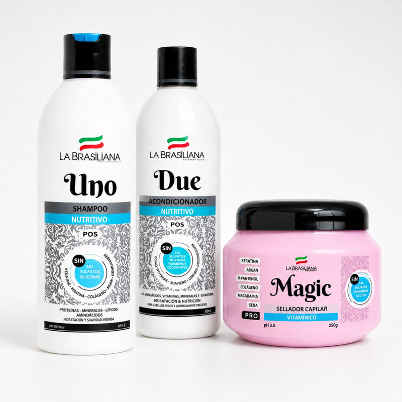 La Brasiliana Pack Uno Shampoo + Due Reacondicionador + Magic Pro
