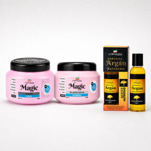 La Brasiliana Pack Magic Pos 500g Magic Pro 500g y Aceite de Argán para reparación capilar