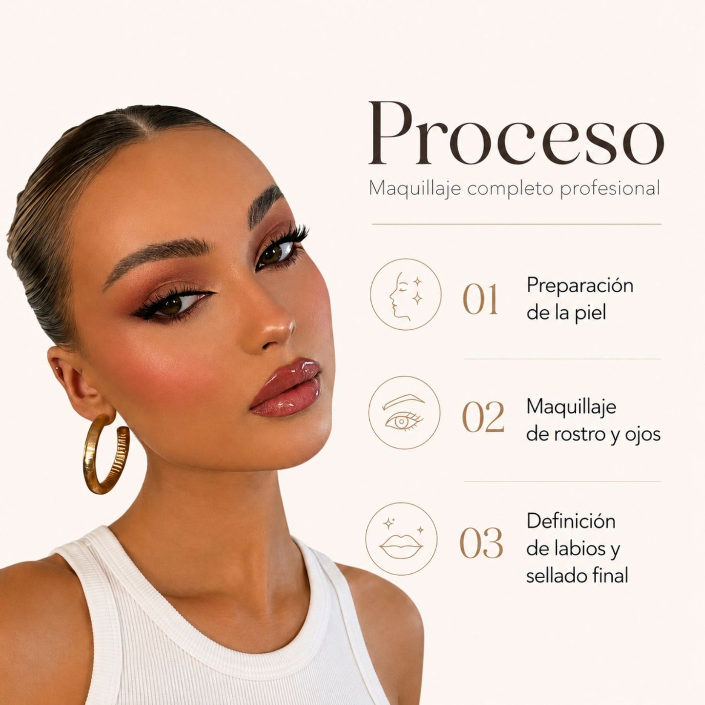Maquillaje completo profesional en San Isidro Wapas proceso proceso reparación capilar y acabado profesional