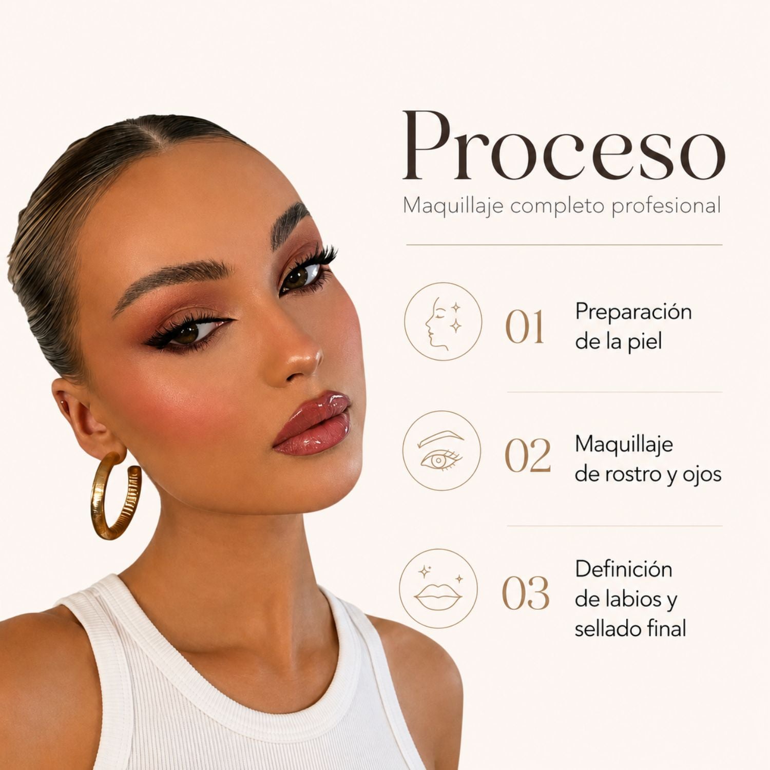 Maquillaje completo profesional en San Isidro Wapas proceso proceso reparación capilar y acabado profesional