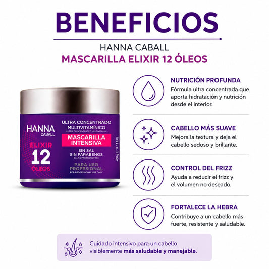 Hanna Caball Mascarilla Elixir 12 Óleos 400 ml