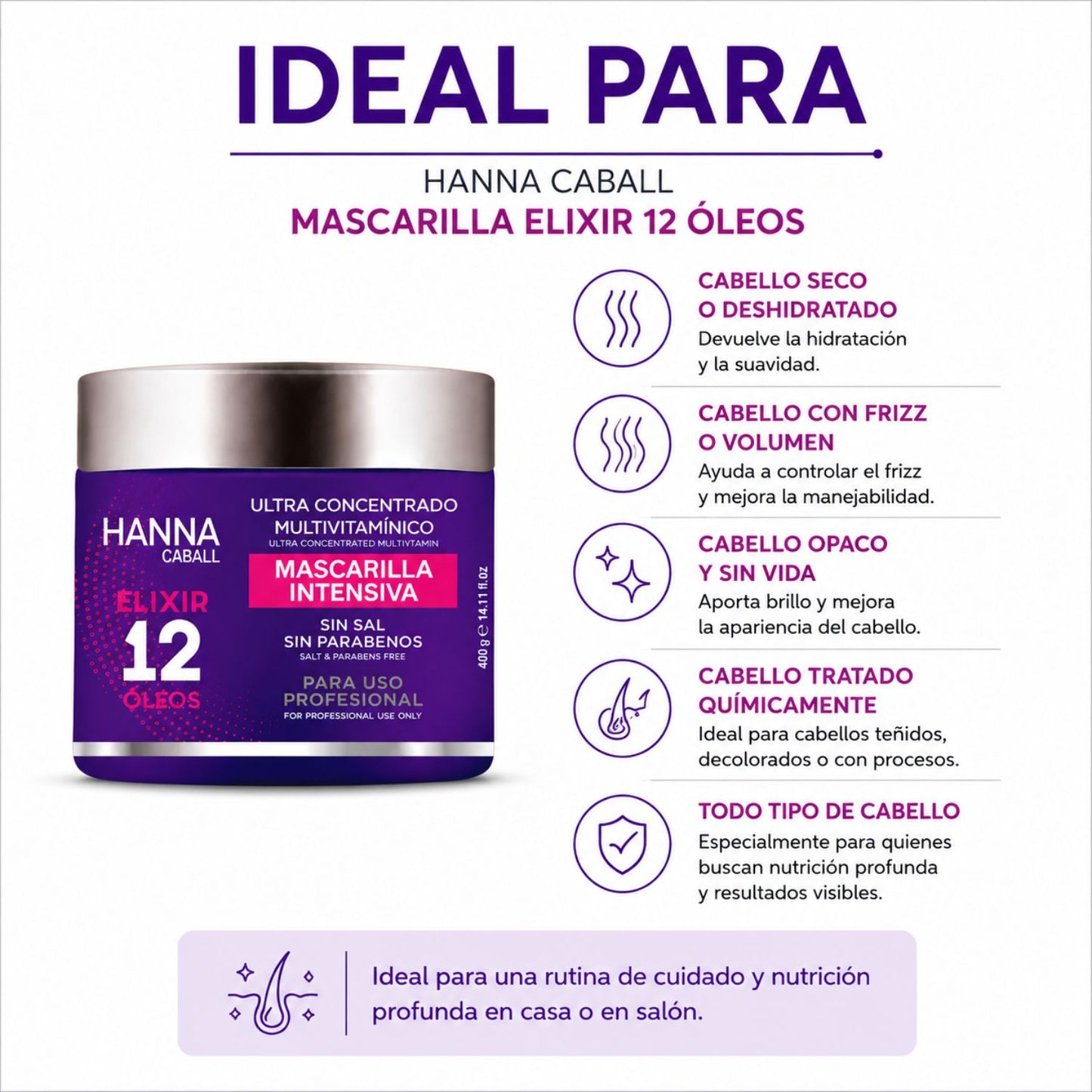 Hanna Caball Mascarilla Elixir 12 Óleos 400 ml