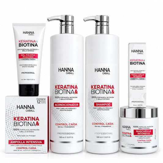 Pack Keratina & Biotina 6 Productos 1 L Hanna Caball, fotografía de catálogo