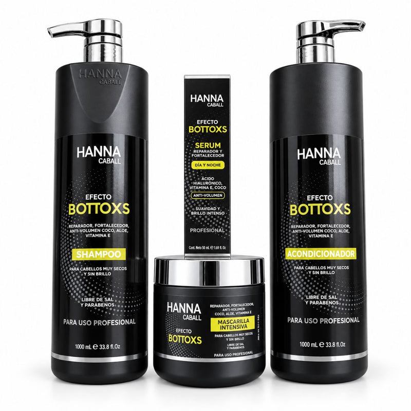 Pack Efecto Bottoxs 4 Productos: Dúo 1 L + Mascarilla 400 g + Sérum 50 ml – Hanna Caball