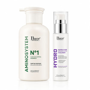 BAOR Pack Aminosystem: Moisturizing Shampoo N°1 300 ml para cabello seco + Hydro Collagen 150 ml