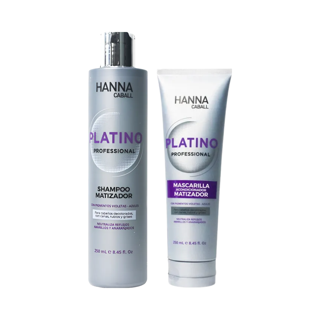 Pack Platino Matizador Hanna Caball Shampoo y Mascarilla 400 ml