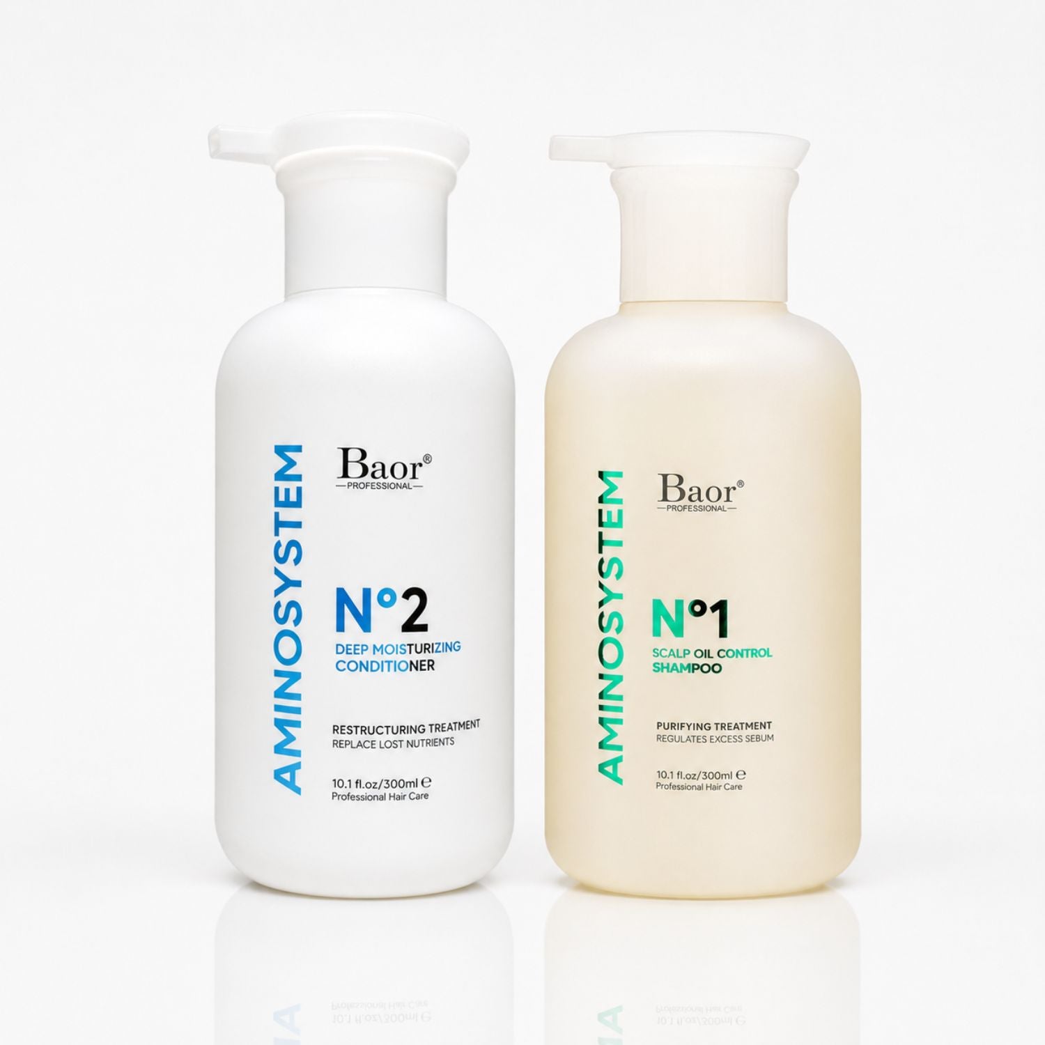 BAOR Pack Aminosystem: Deep Moisturizing Conditioner N°2 300 ml + Oil Control Shampoo N°1 300 ml