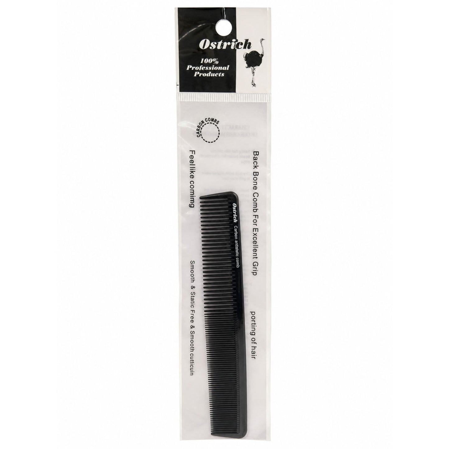 Peine profesional de carbono Ostrich negro 081 código CFC08139