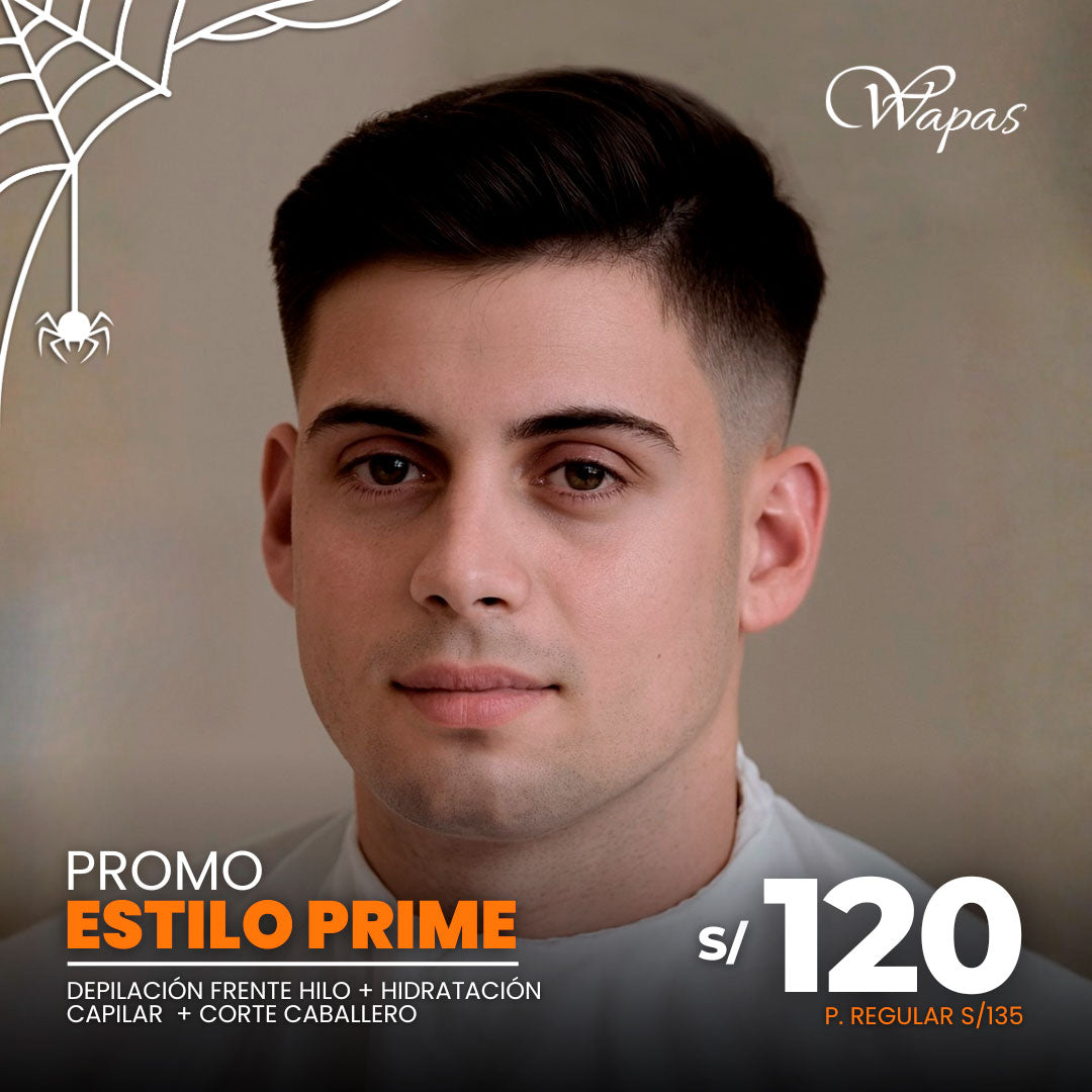 Promoción Estilo Prime en Wapas GCC: depilación de frente con hilo, hidratación capilar y corte para caballero