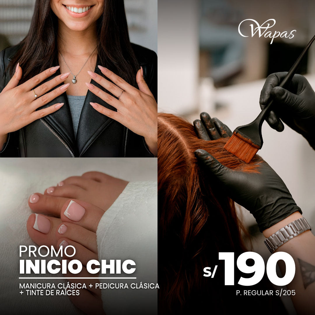 Promo Inicio Chic Wapas: manicure, pedicure y tinte de raíces en Lima