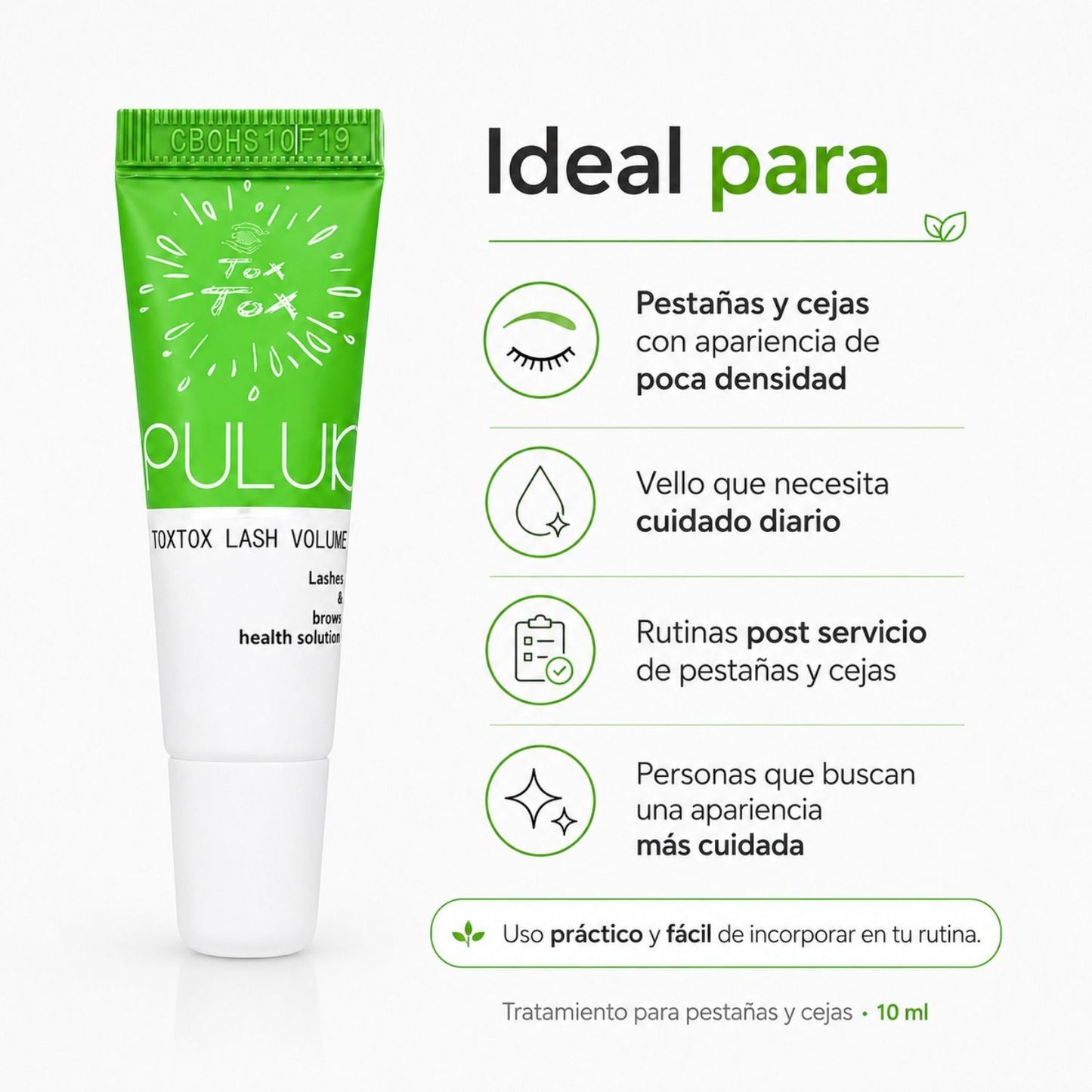 Puluk ToxTox Volume 10 ml | Tratamiento para pestañas y cejas