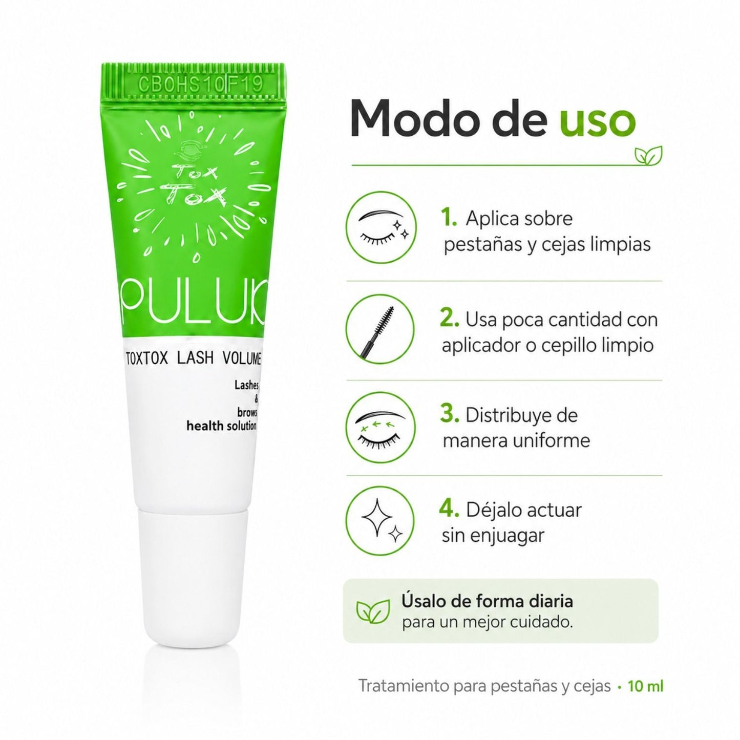 Puluk ToxTox Volume 10 ml | Tratamiento para pestañas y cejas